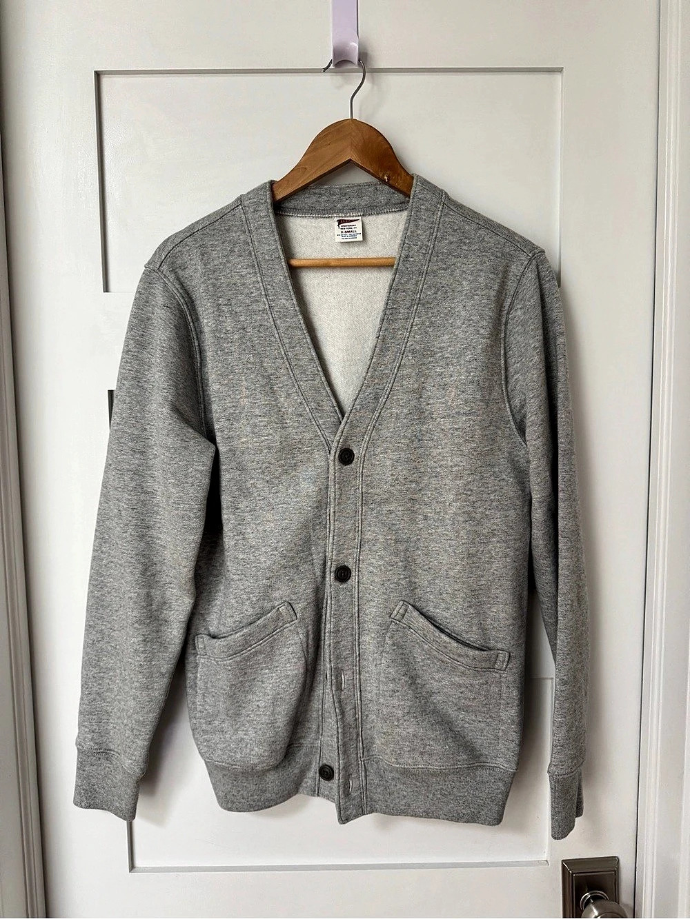 J.Crew Men’s Heritage 14 oz. fleece cardigan sweater, XS, Grey